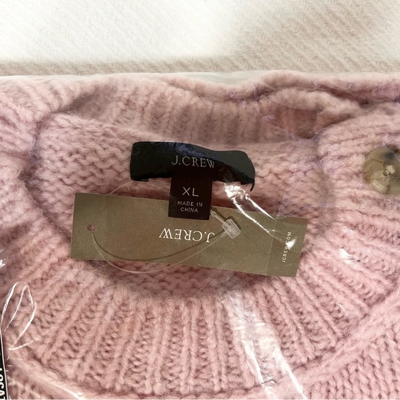 J. Crew Button Shoulder Crewneck Sweater, Pale Blush X-Large - Picture 3 of 3